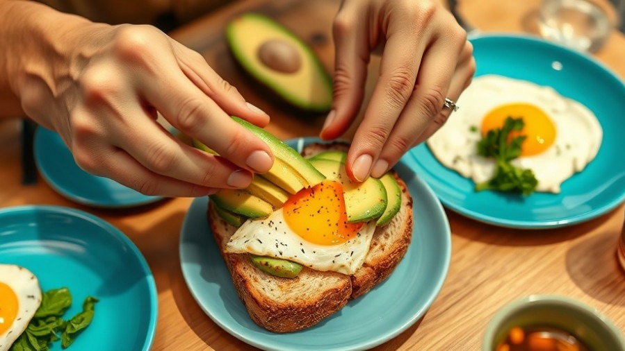 Close-up of hands spreading avocado on toast, exemplifying clean eating for families.