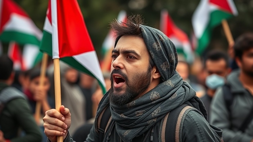 Palestinian protestor advocating for immigration reform and immigrant rights.
