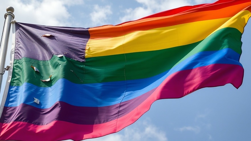 Torn pride flag symbolizing LGBTQ+ support groups and inclusivity in faith communities.