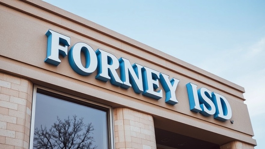 Forney Independent School District building sign amidst Dallas community news.