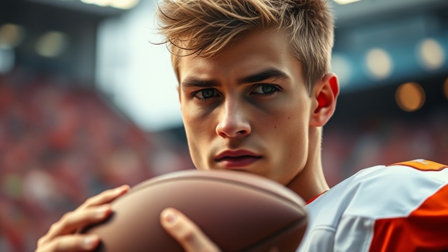 Close-up of a focused college football player showcasing a Northwestern Wildcats victory.