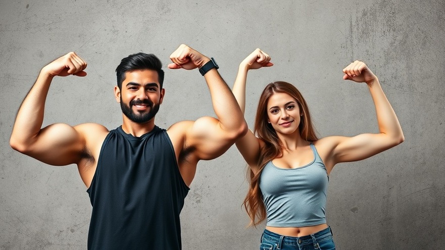 Young couple flexing muscles, promoting cognitive health in aging with natural sleep remedies for older adults.