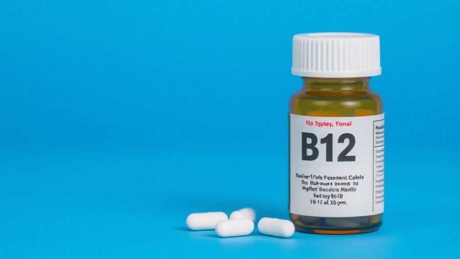 B12 pill bottle, essential for nutrition for seniors and energy management.