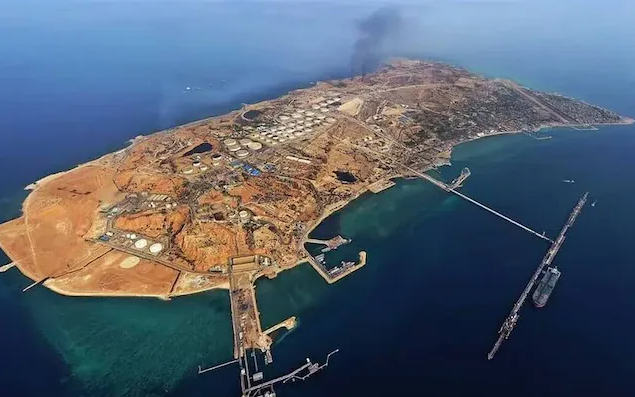 Aerial view of Kharg Island, highlighting breaking news in national news today.