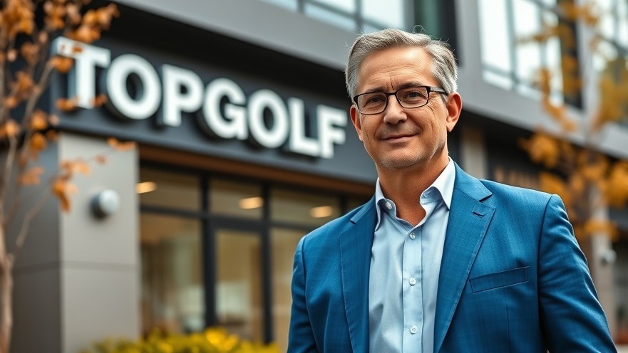 Confident man in blue suit at Topgolf, showcasing Dallas entrepreneurship and vibrant business climate.
