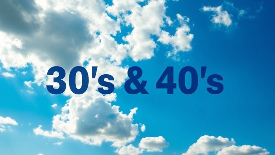 Bold typography shows '30's & 40's' against a partly cloudy San Antonio morning sky.