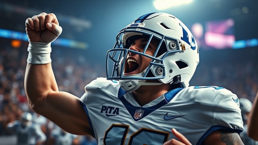 Duke football player celebrates win with ACC Championship implications in College Football Playoff.