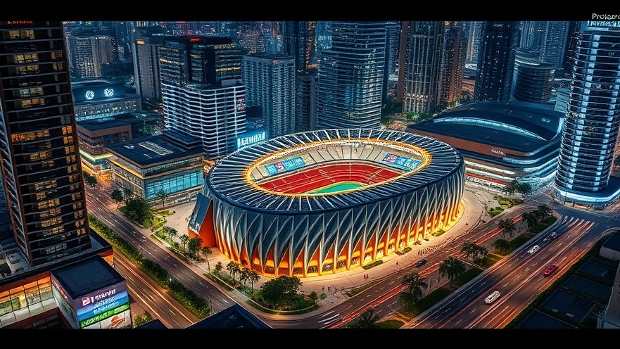 Vibrant urban development showcasing proposed sports arena in Plano for economic growth.