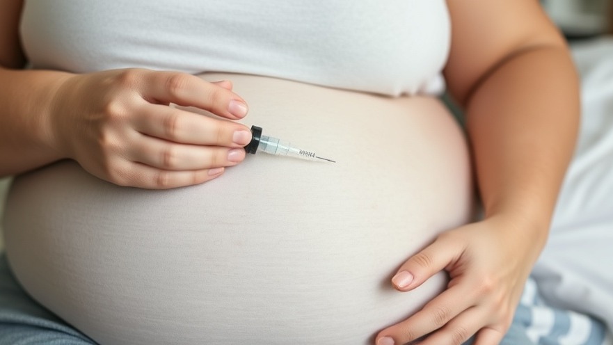 Obese woman injecting herself to address bone health risks and osteoporosis prevention.