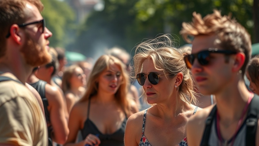 People sweating under the sun, highlighting Houston climate trends and summer heat safety.