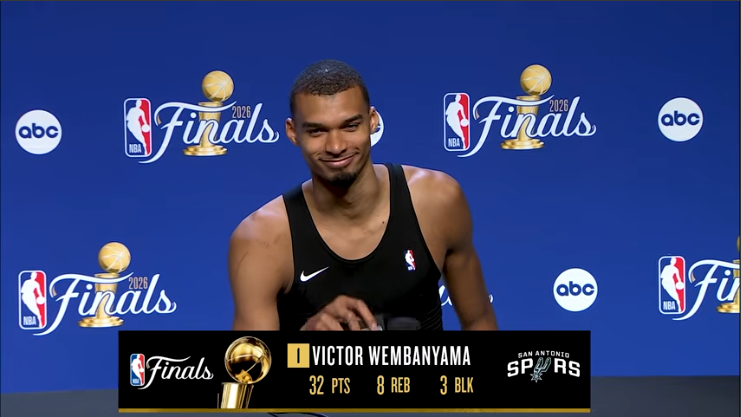 San Antonio Spurs player in split image during game and interview.