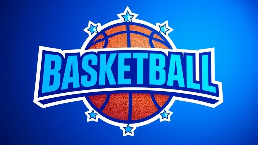 Vibrant blue basketball emblem for San Antonio basketball news, modern graphic design.