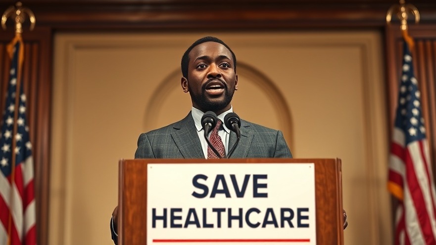 Confident speaker at podium, advocating for healthcare policy debate and Medicare updates.