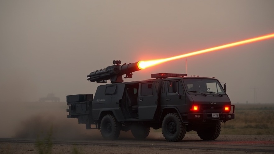 Laser weapon deployed from ground vehicle, highlighting military drone policy news.
