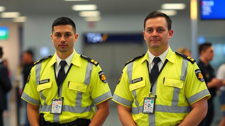 TSA agents standing firm, a reflection of current political news in the US.