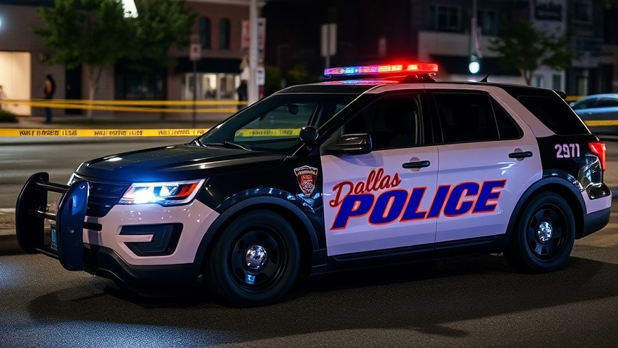 Dallas Police car at crime scene for Dallas crime news coverage