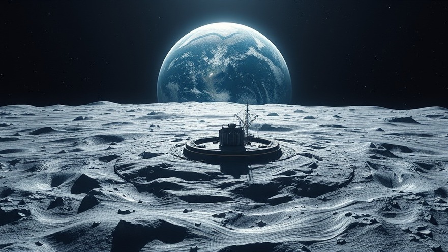 Conceptual moon base with Earth view, highlighting NASA space exploration.