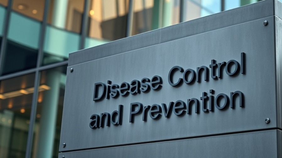 Close-up of CDC sign in urban setting; avian influenza and community health focus.