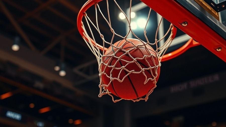 Close-up of basketball swishing through hoop, highlighting sports betting ethics and NCAA investigations.