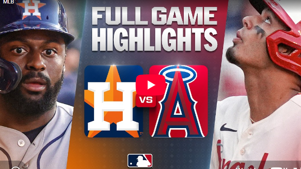 Astros vs Angels highlights graphic featuring players and logos