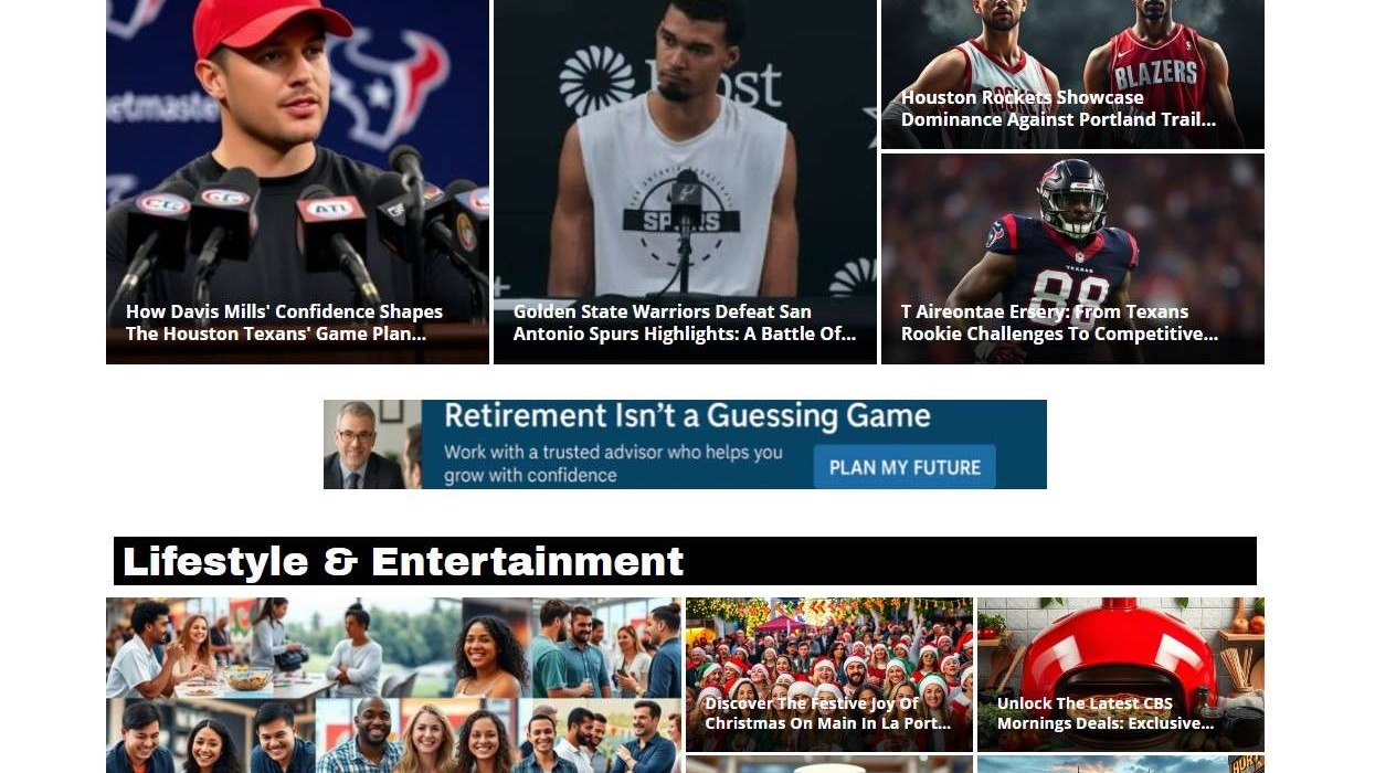 Modern newsroom with an editor reviewing a polished digital magazine layout on large monitors.