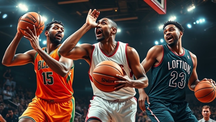 Dynamic NBA highlights collage showcasing top plays and player emotion.