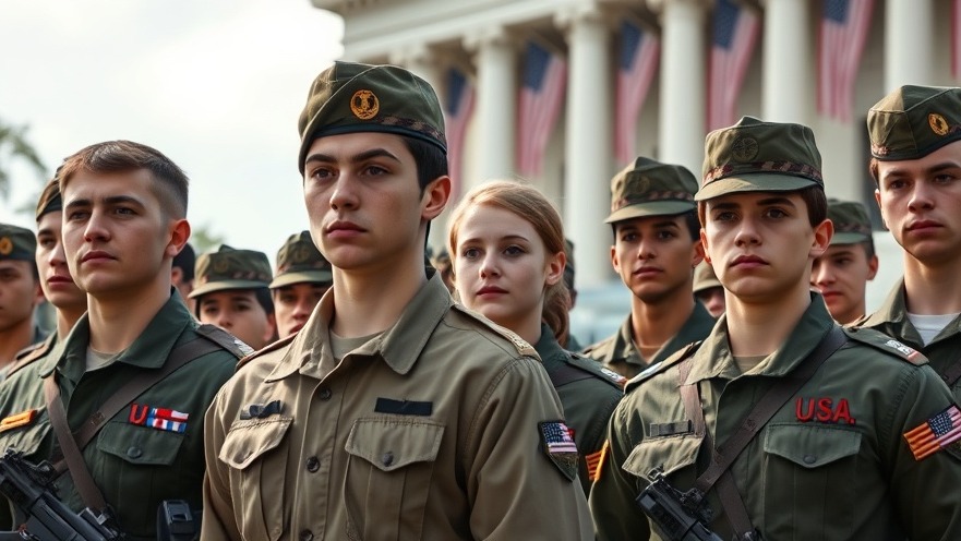 Young US military members expressing solemnity, highlighting veterans rights and national news.