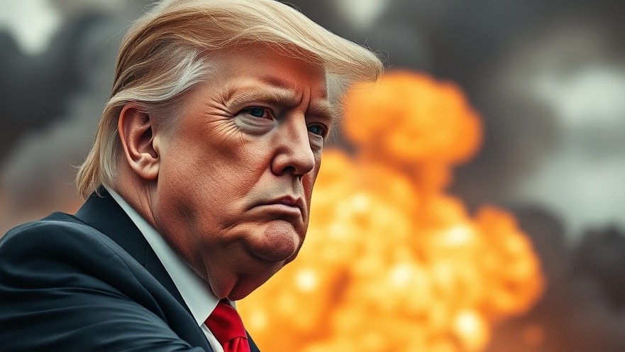 Trump observing intense Middle Eastern geopolitics with smoke and explosions