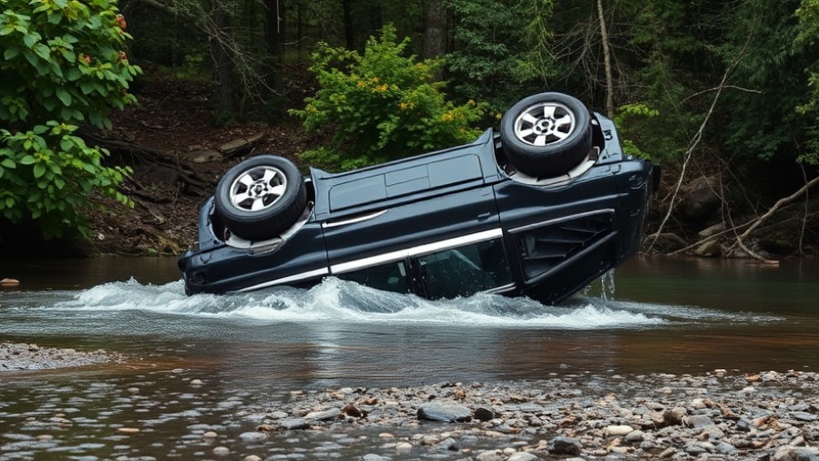 Upside-down crashed car in creek related to San Antonio community news.