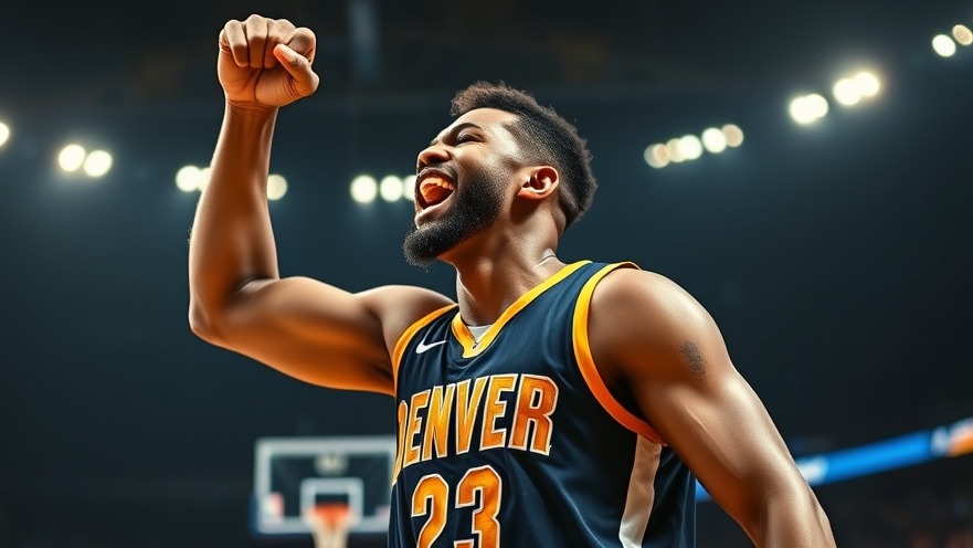 Denver Nuggets player celebrating victory, showcasing NBA news and basketball excitement.