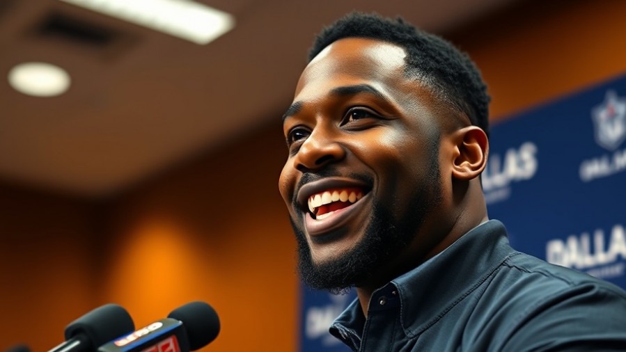 Confident Dallas Cowboys speaker in press conference, showcasing team dynamics and NFL playoffs spirit.