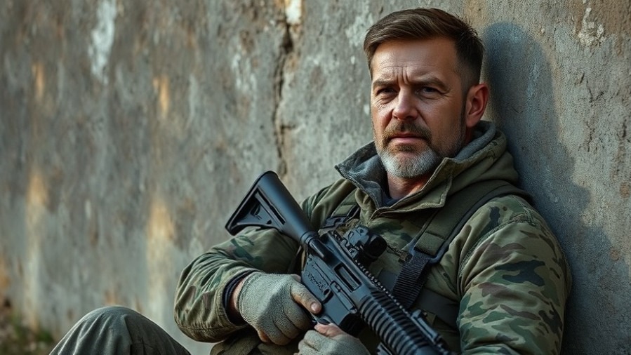 Serious man in camouflage with weapon, reflecting Russian intelligence Ukraine context.