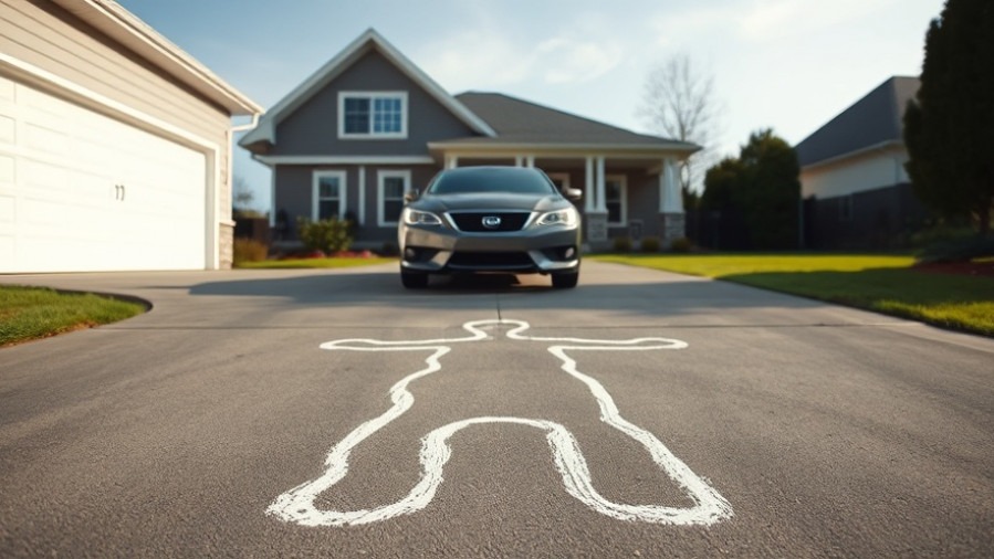Chalk outline on driveway illustrating reckless driving consequences for pedestrian safety.