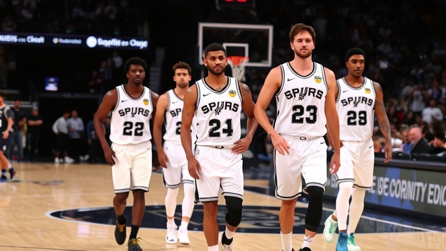 San Antonio Spurs players in white uniforms leaving the court after an NBA game.