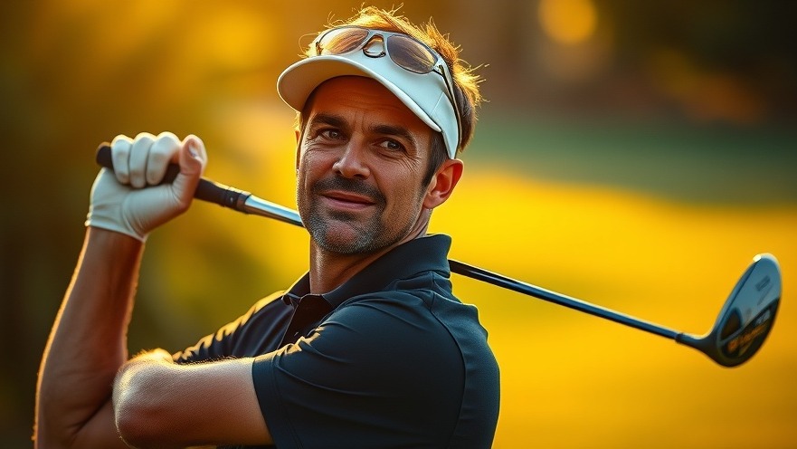 Polarizing athlete celebrating a golf win at US Open 2023, intense focus.