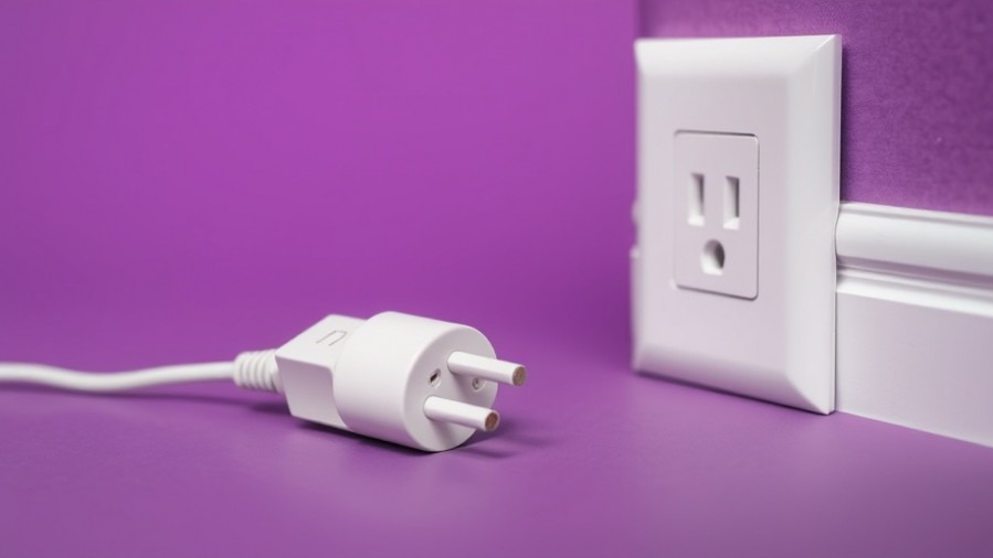Disconnected power plug on vibrant purple backdrop, symbolizing balanced living and emotional wellness.