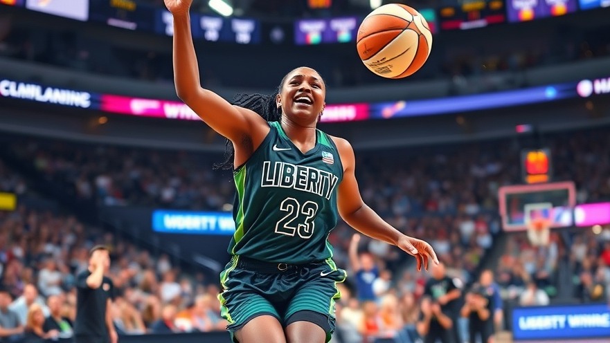Liberty women's basketball player celebrates during WNBA Championship, showcasing female athletes.