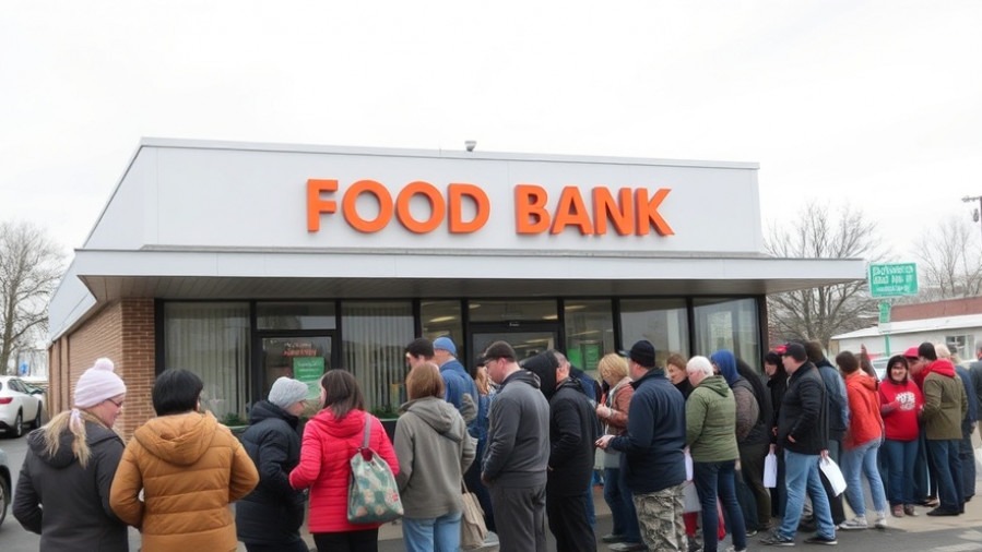People waiting outside a food bank in Texas, highlighting SNAP benefits impact.