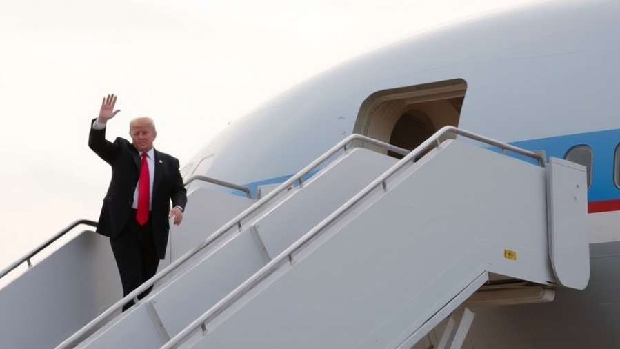 Trump boarding Air Force One amid breaking news on US-China relations.