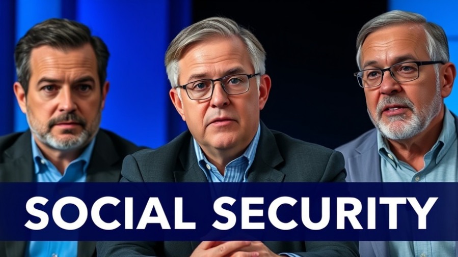 Men discussing 'SOCIAL SECURITY' in national budget news with contrasting colors.