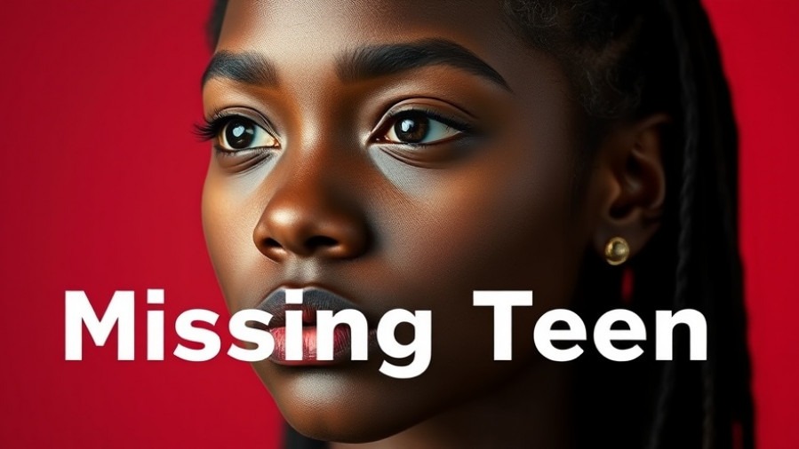 Photorealistic portrait of Sarayah Jones, Bexar County missing teen, with a 'Missing Teen' overlay.