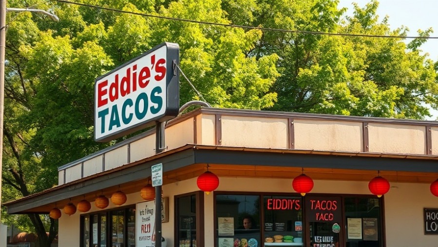 Charming exterior of Eddie's Tacos, a hidden gem in San Antonio for dining.