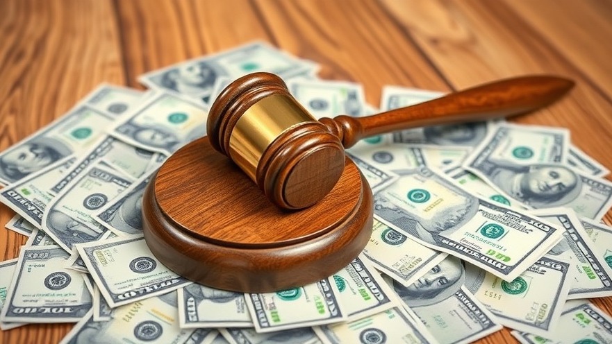 Realistic gavel on dollar bills, symbolizing investment fraud in Dallas crime news.