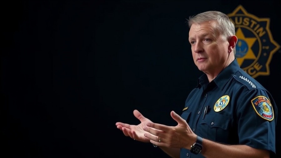 Austin police training officer explaining de-escalation techniques in a calm setting.