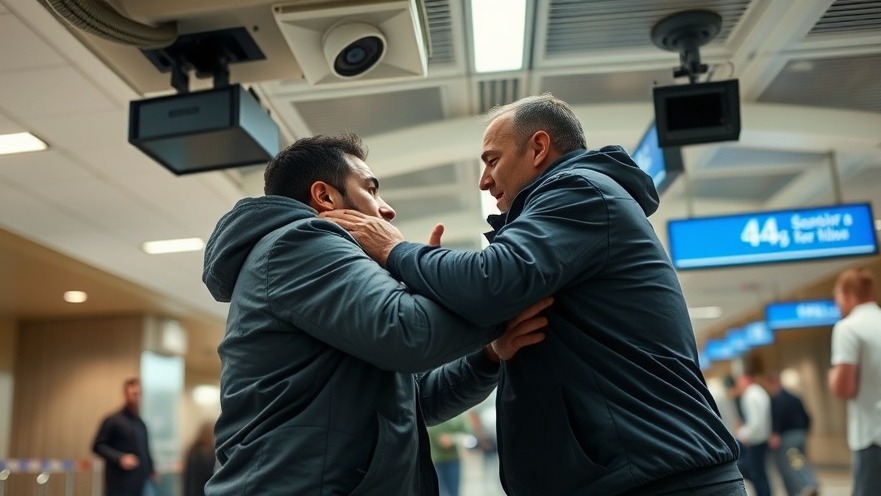 TSA checkpoint breach: Civilian intervention during airport security confrontation.
