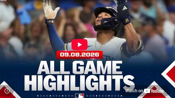 Animated baseball player celebrating in stadium, highlights September 8