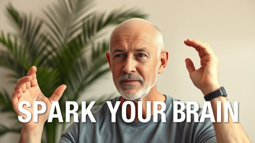 Bald older man showcasing mindfulness exercises for seniors indoors with motivational text overlay.