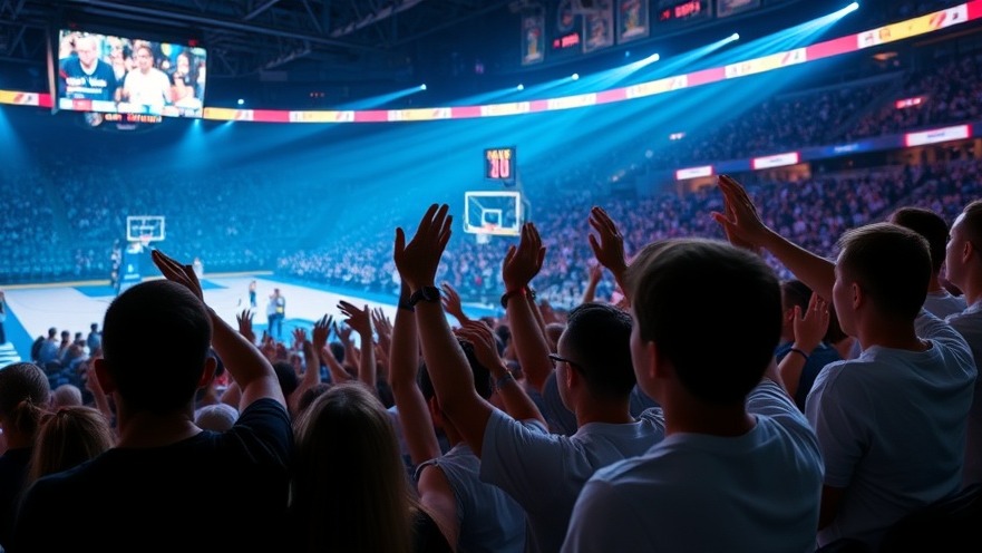 Excited fans cheering in the arena during thrilling NBA highlights games.