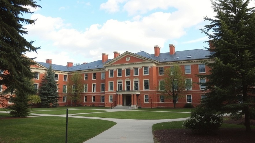 A vibrant college campus illustrating college funding politics and academic independence.