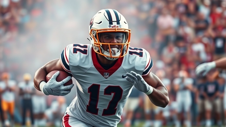 Dynamic SEC football news graphic featuring a college player in motion.